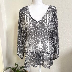 New Sanctuary sheer peplum long sleeve blouse S